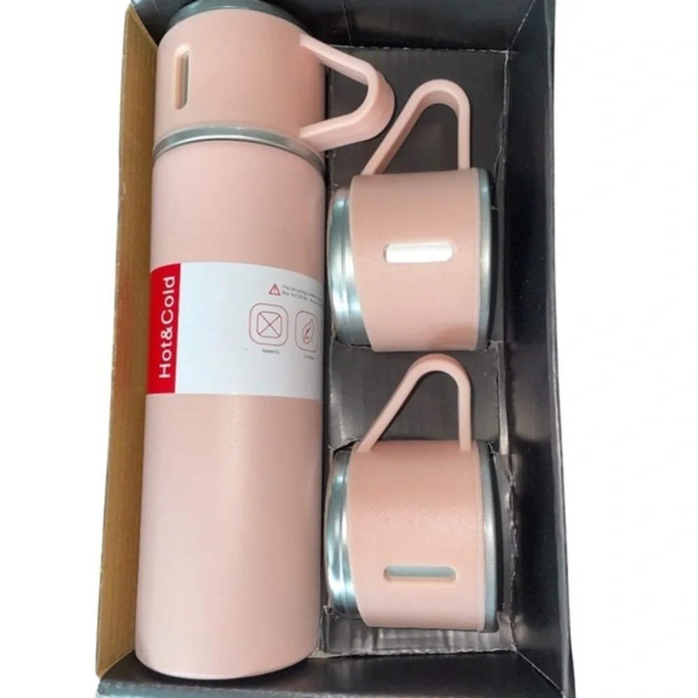 Pink Thermos Set with Mugs